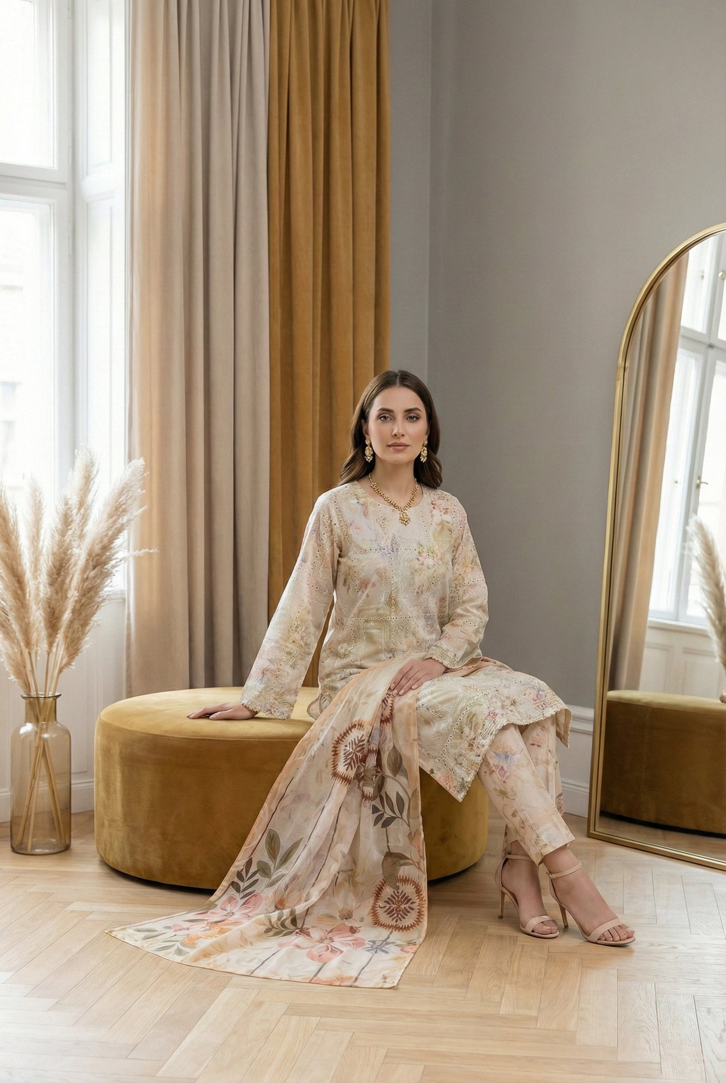 Printkari K-03 | Chikenkari Lawn