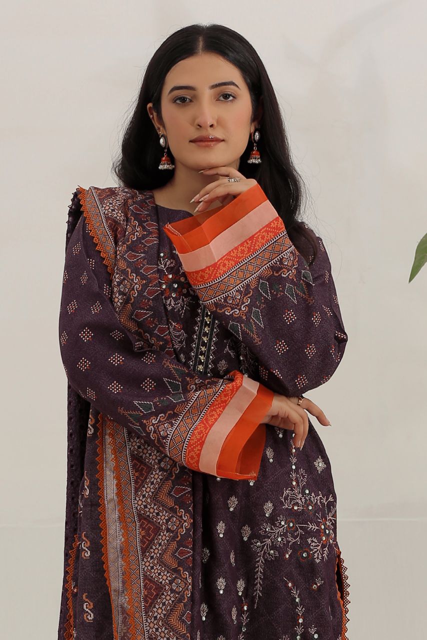 Safron By Anaya Noor Embroidered Karandi-3PC