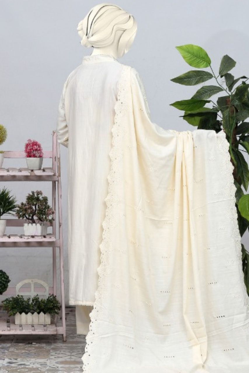 Andaz Aplic Embroidered Slub Marina-3PC
