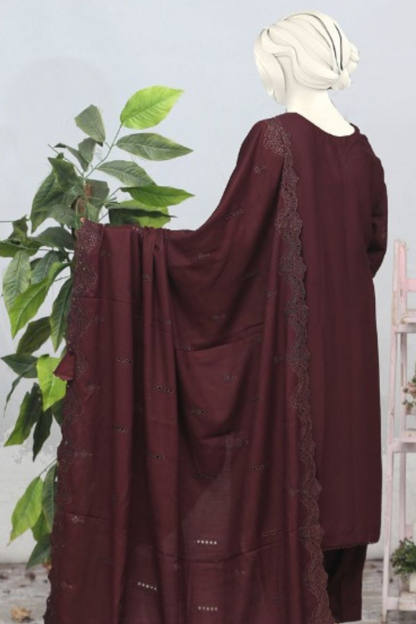 Andaz Aplic Embroidered Slub Marina-3PC