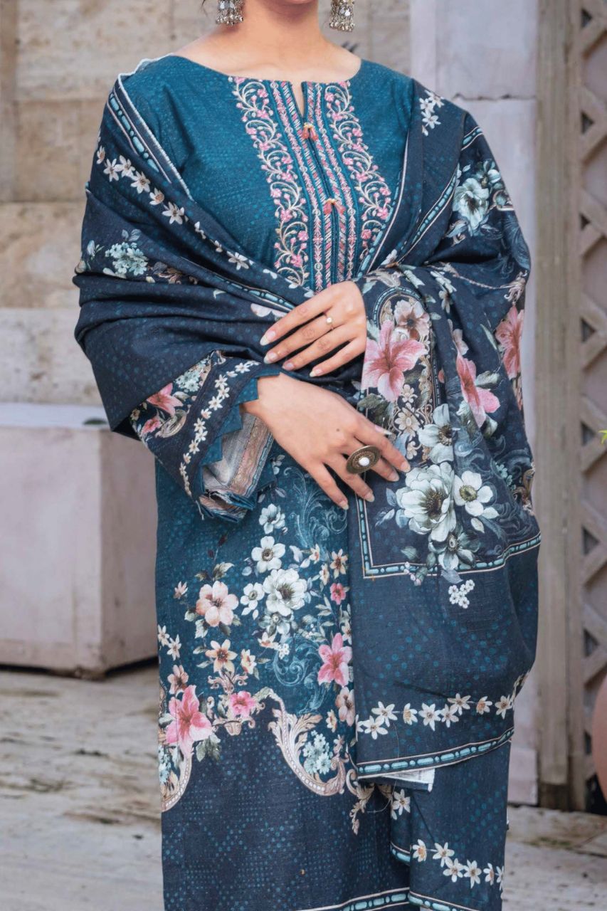 Denara By Anaya Embroidered Slub khaddar-3PC