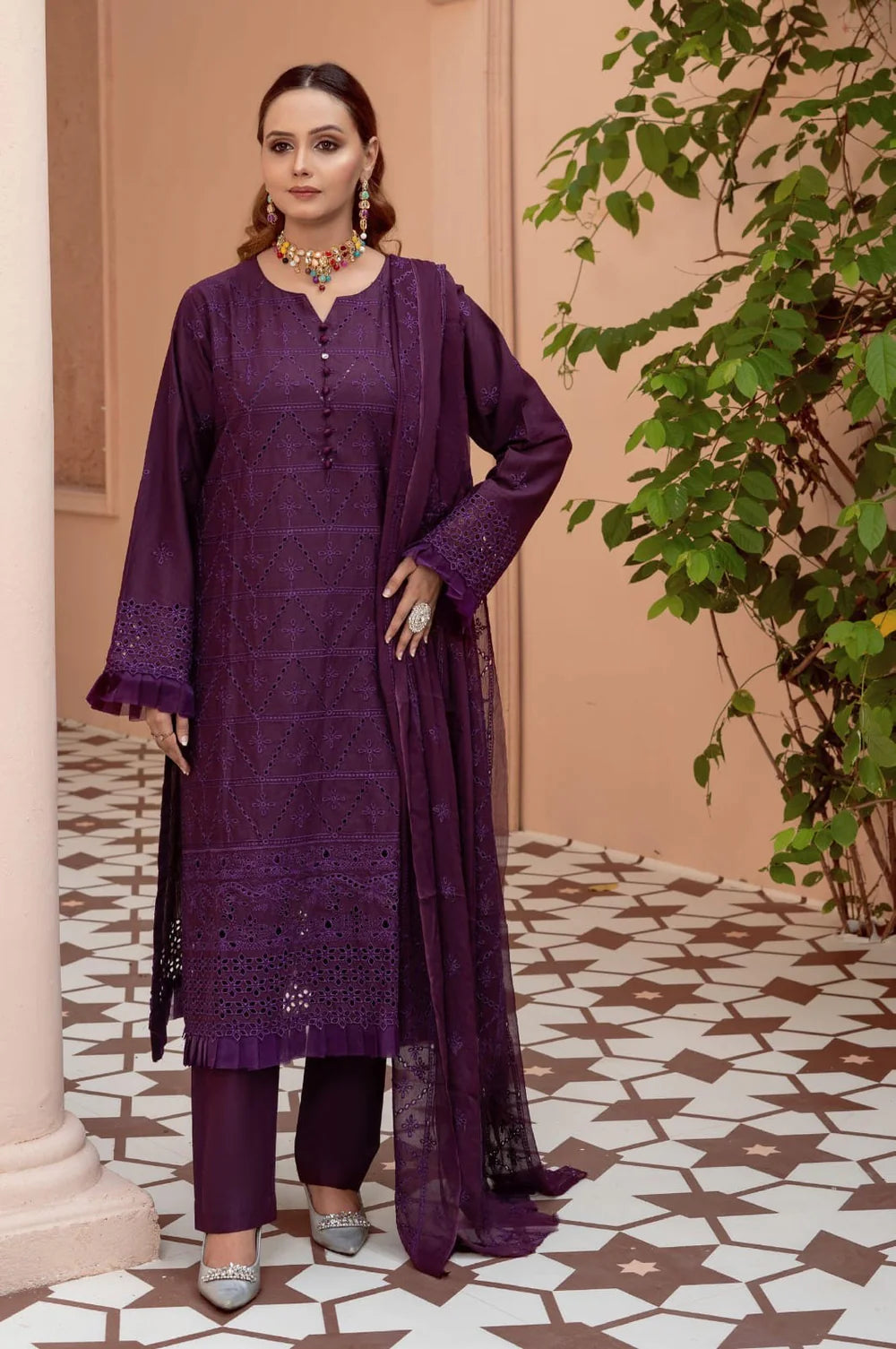 Cotton Kari By Anaya Emb Chickankari-3PC