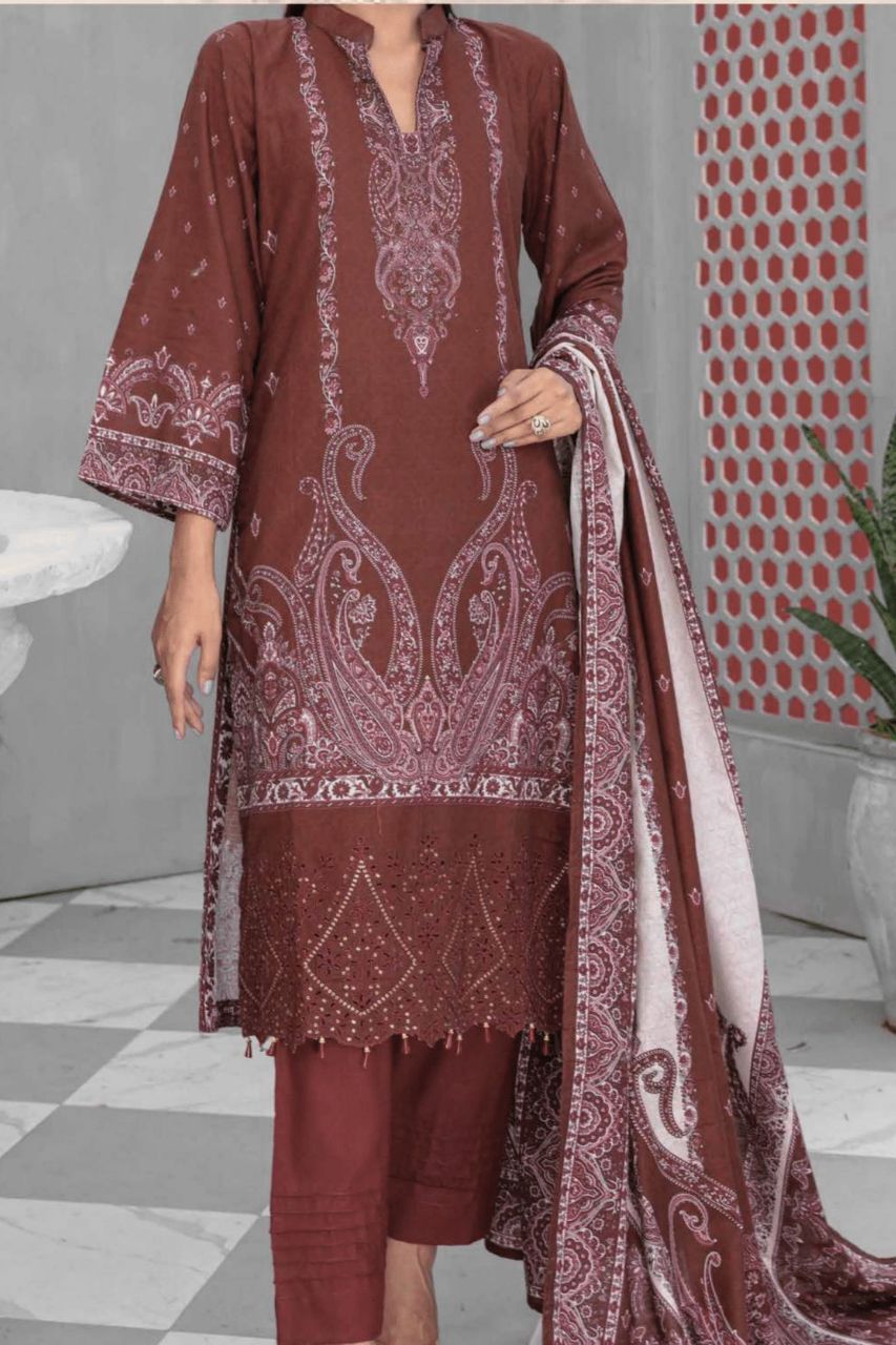 Denara By Anaya Embroidered Slub khaddar-3PC
