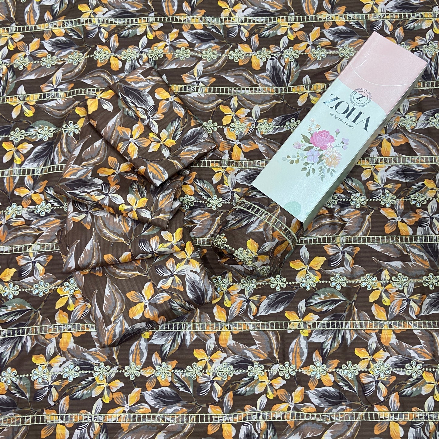 Anaya Noor Stripe Marina 2-Pcs Emb & Chikenkari