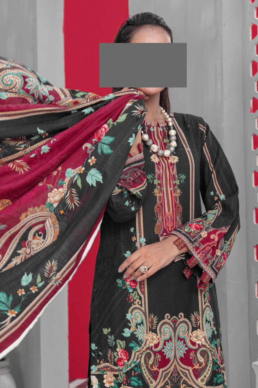 Denara By Anaya Embroidered Slub khaddar-3PC