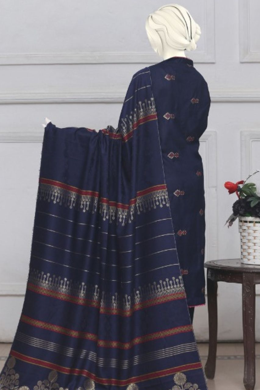 Mehr-U-Nisa Embroidered Slub Dhanak-3PC