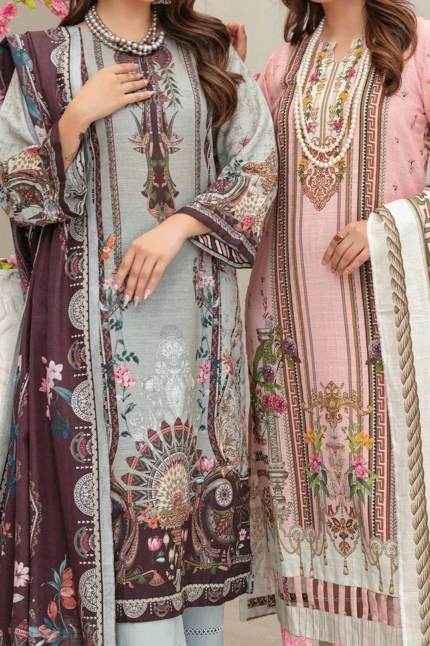 Dahlia By Anaya Printed Slub khaddar-3PC