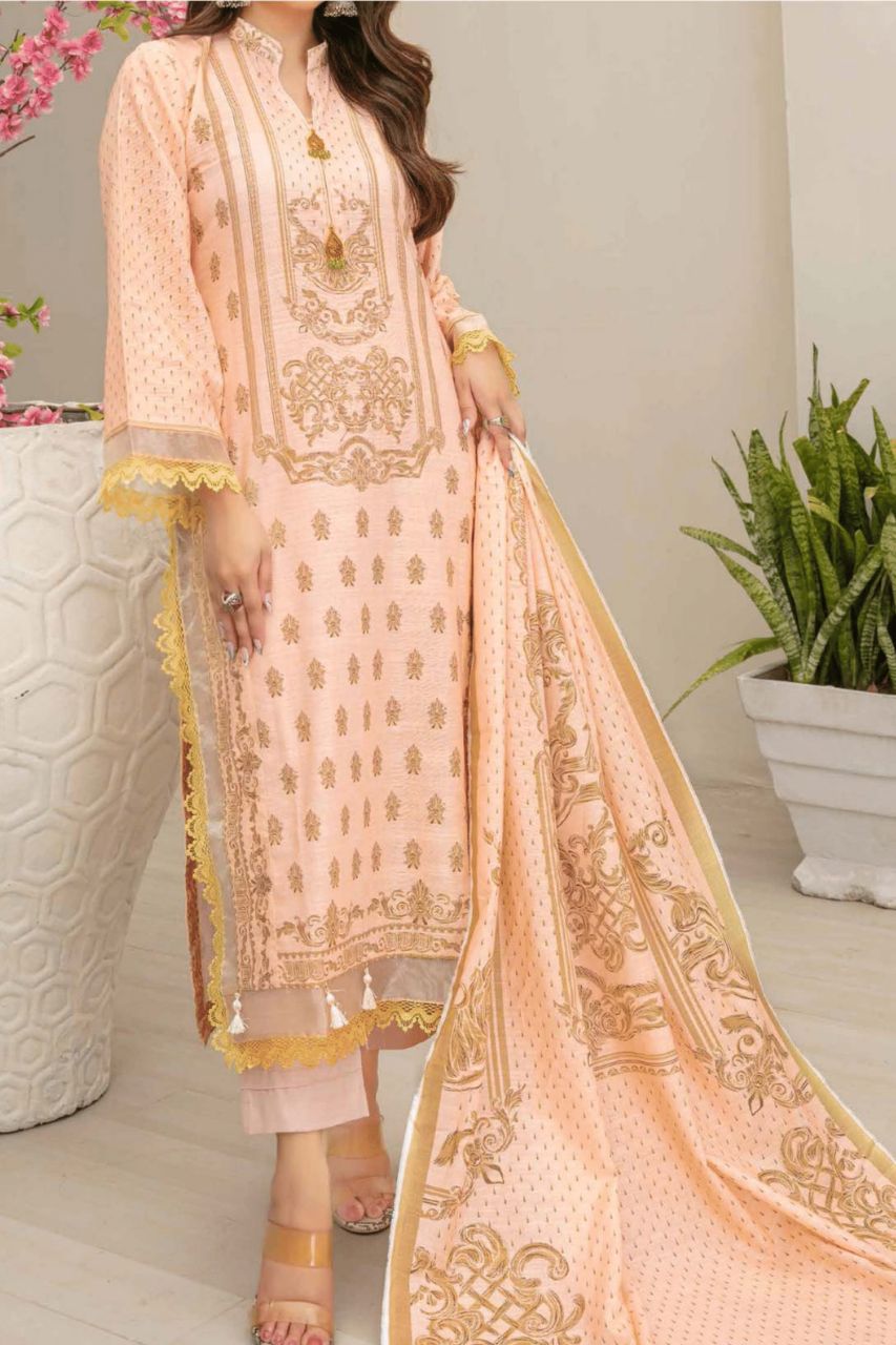 Dahlia By Anaya Printed Slub khaddar-3PC