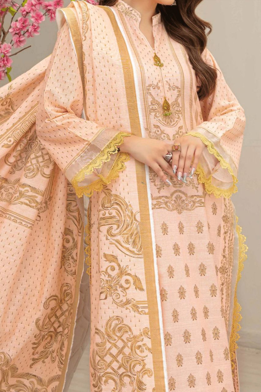 Dahlia By Anaya Printed Slub khaddar-3PC