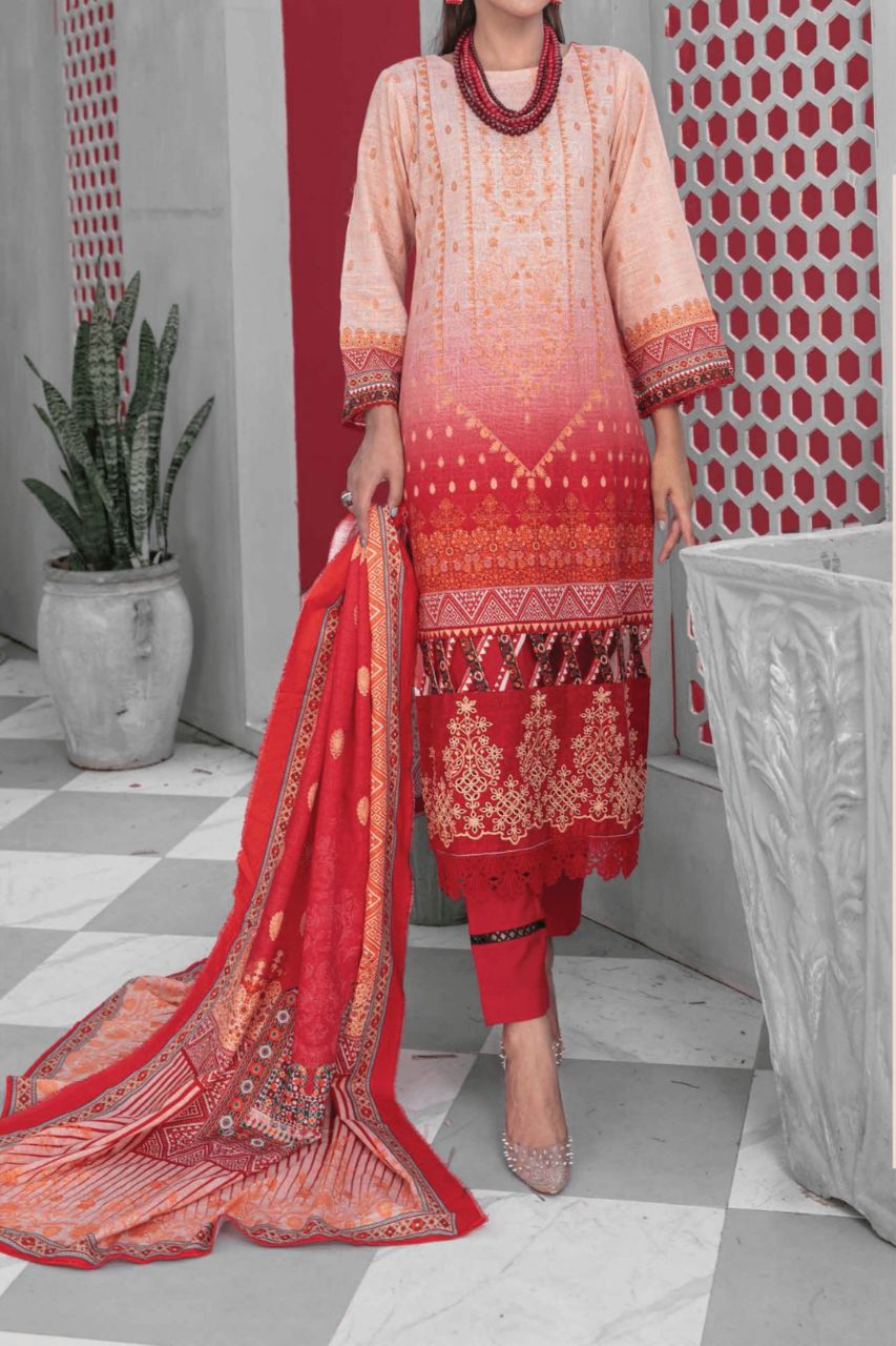 Denara By Anaya Embroidered Slub khaddar-3PC
