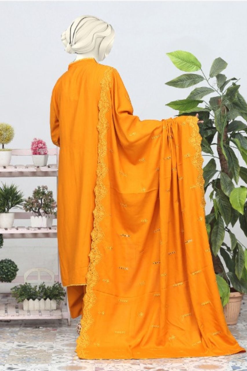 Andaz Aplic Embroidered Slub Marina-3PC