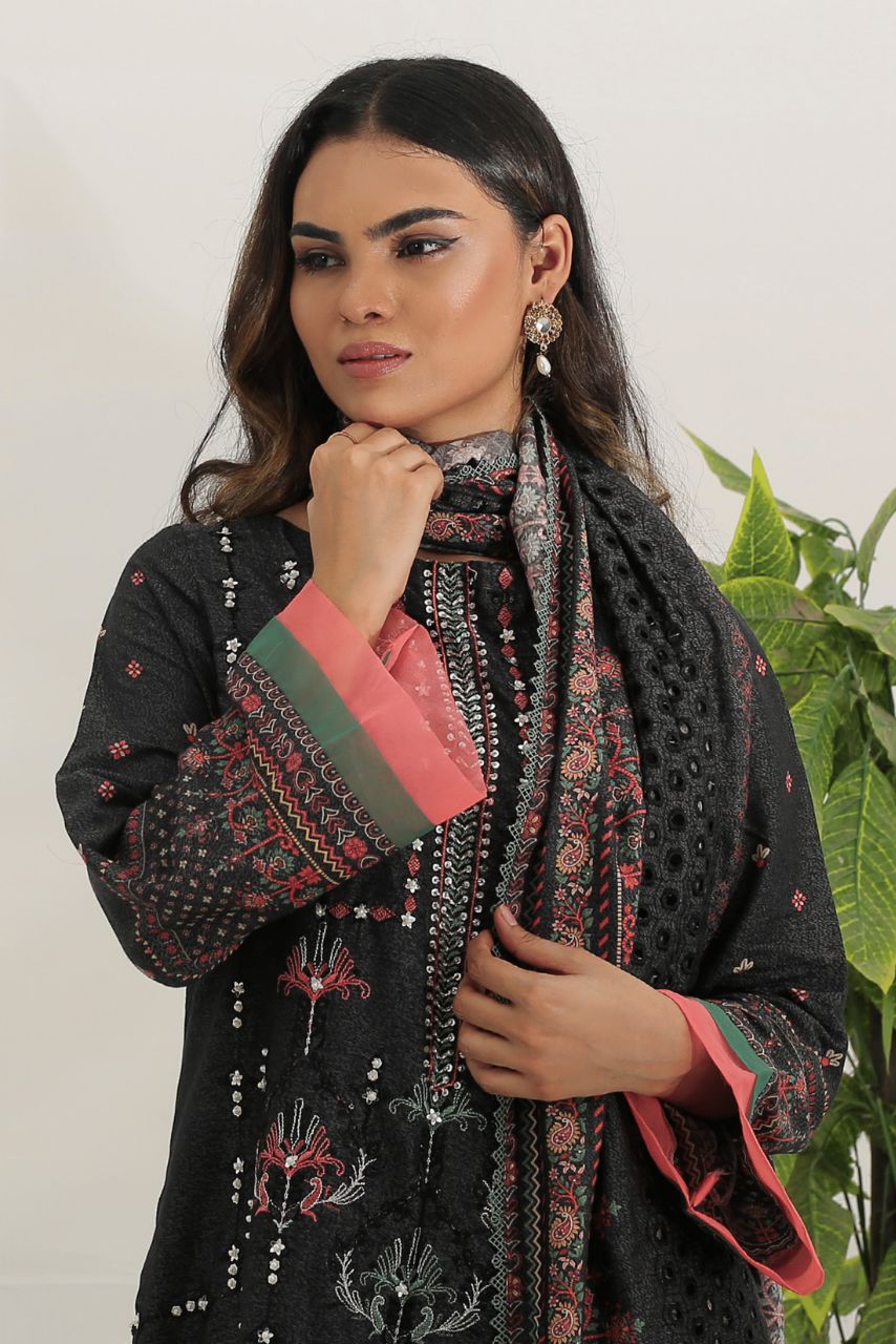 Safron By Anaya Noor Embroidered Karandi-3PC