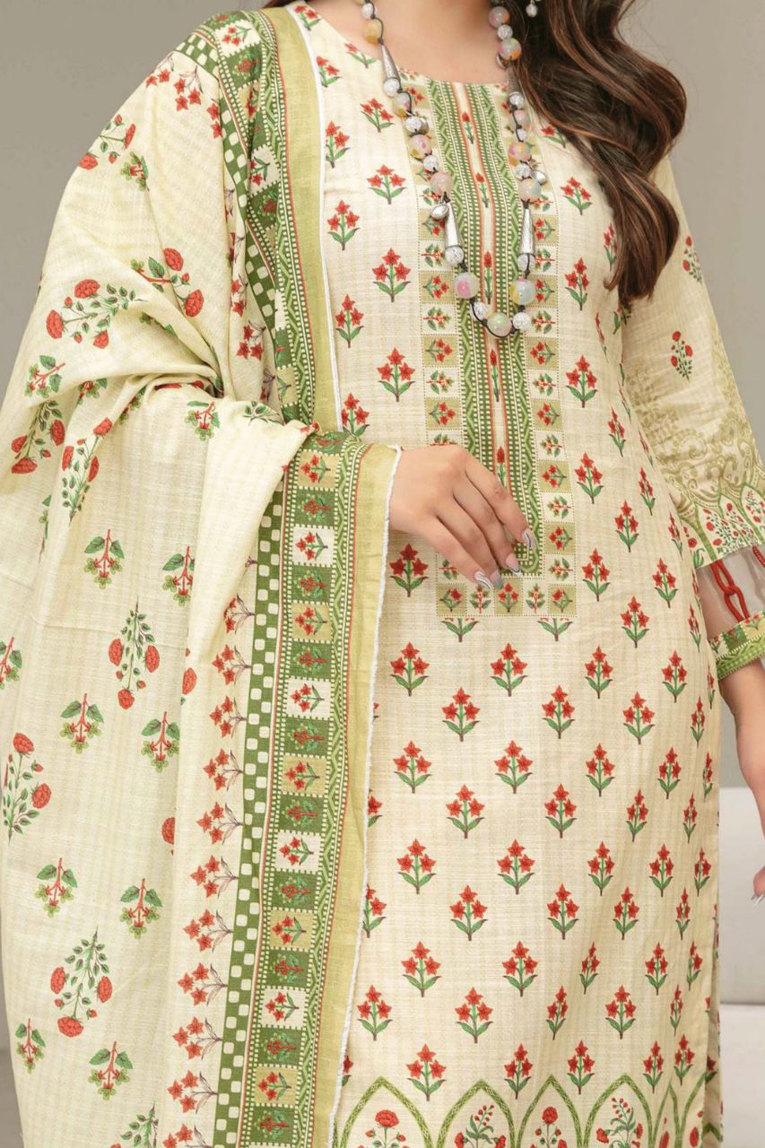 Dahlia By Anaya Printed Slub khaddar-3PC