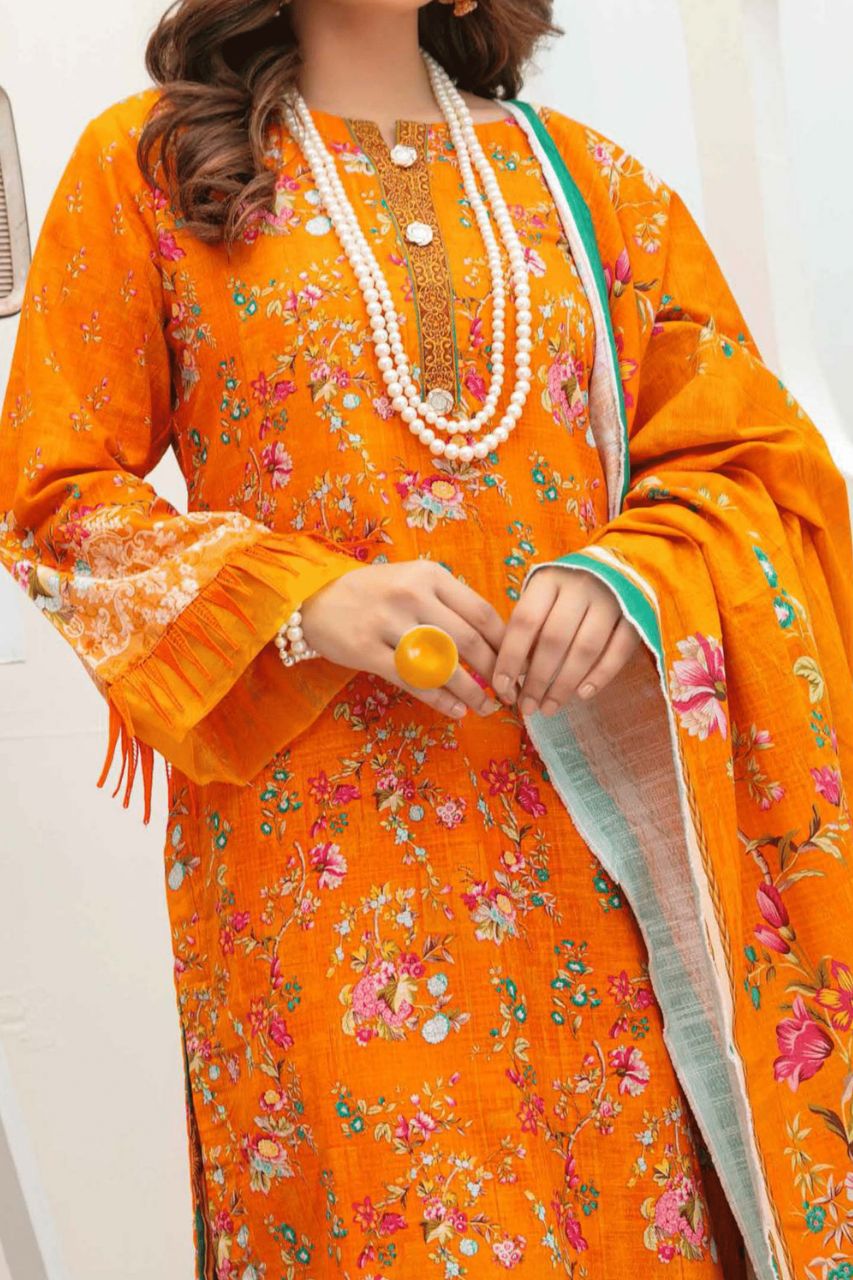 Dahlia By Anaya Printed Slub khaddar-3PC