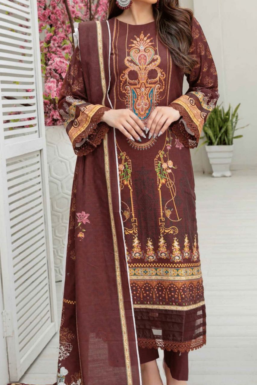 Dahlia By Anaya Printed Slub khaddar-3PC