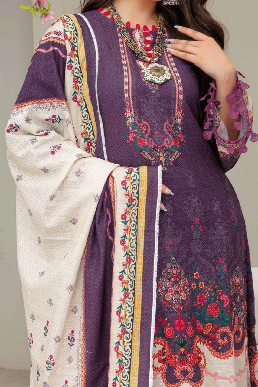Dahlia By Anaya Printed Slub khaddar-3PC
