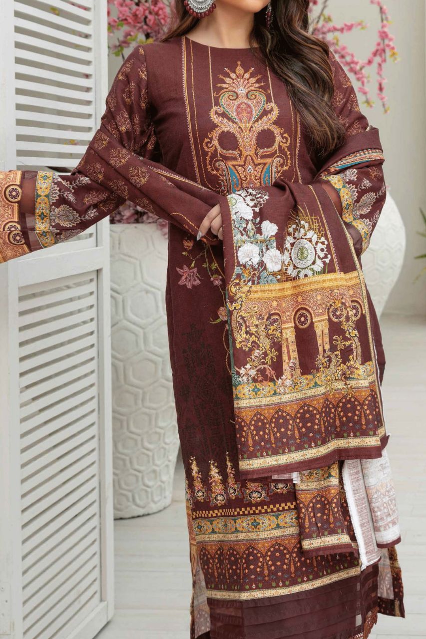 Dahlia By Anaya Printed Slub khaddar-3PC