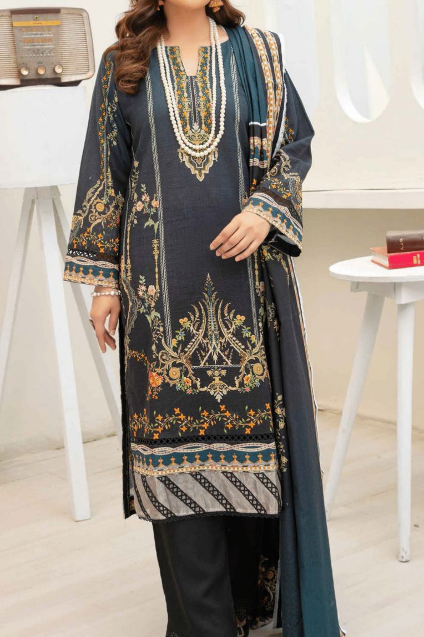 Dahlia By Anaya Printed Slub khaddar-3PC
