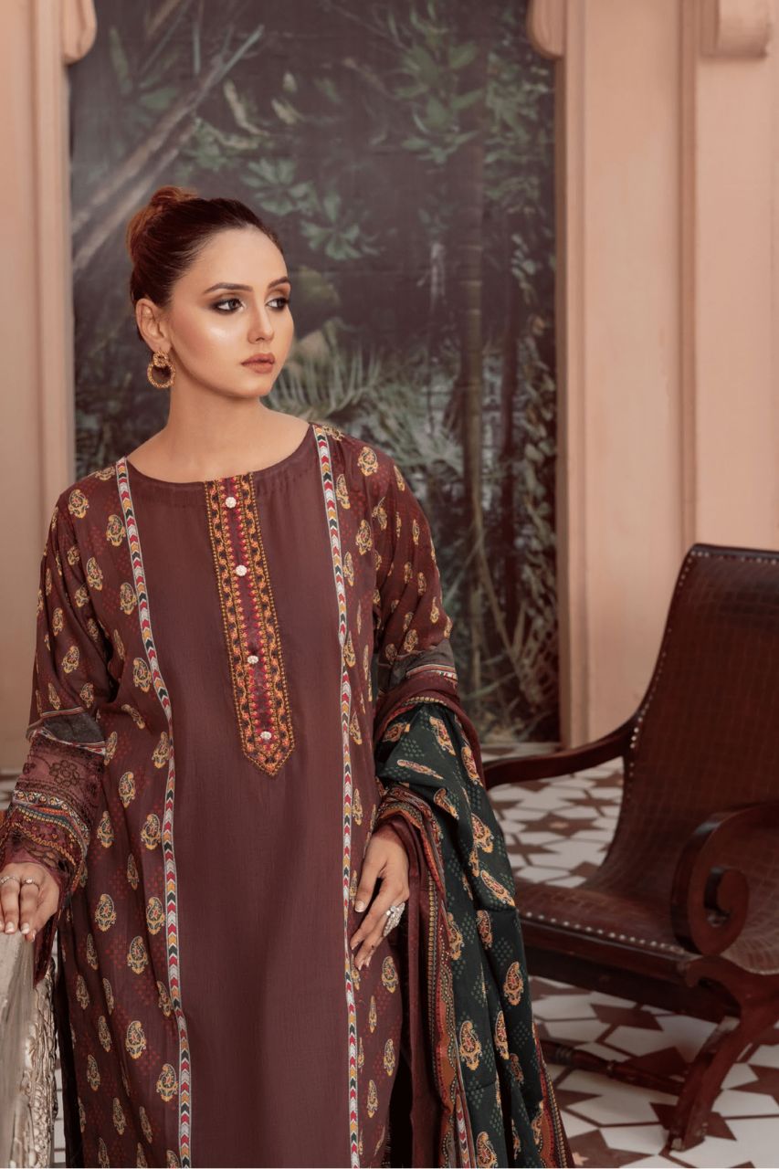 Gull-e-Noor Anaya Digital Print With Emb Patch Lawn-3PC