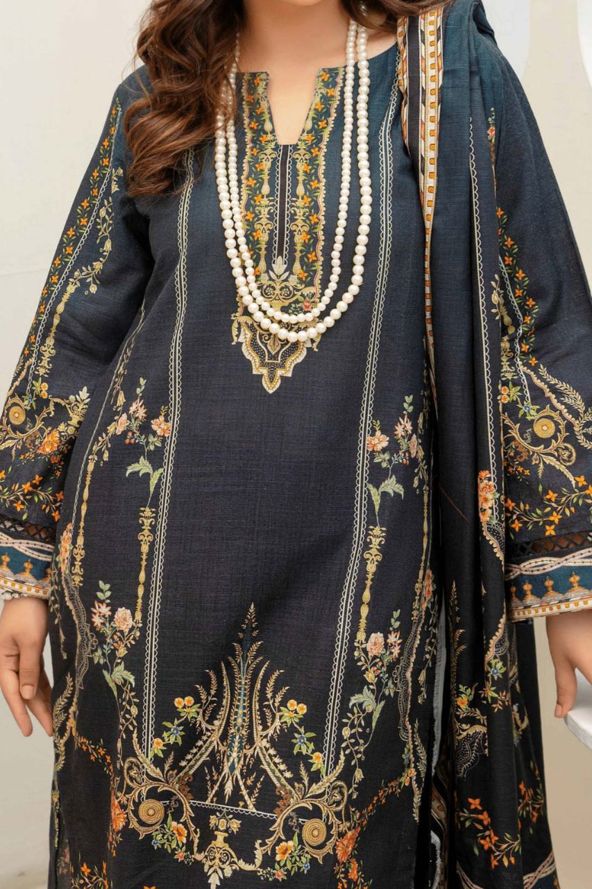 Dahlia By Anaya Printed Slub khaddar-3PC