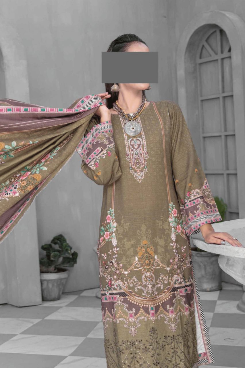Denara By Anaya Embroidered Slub khaddar-3PC