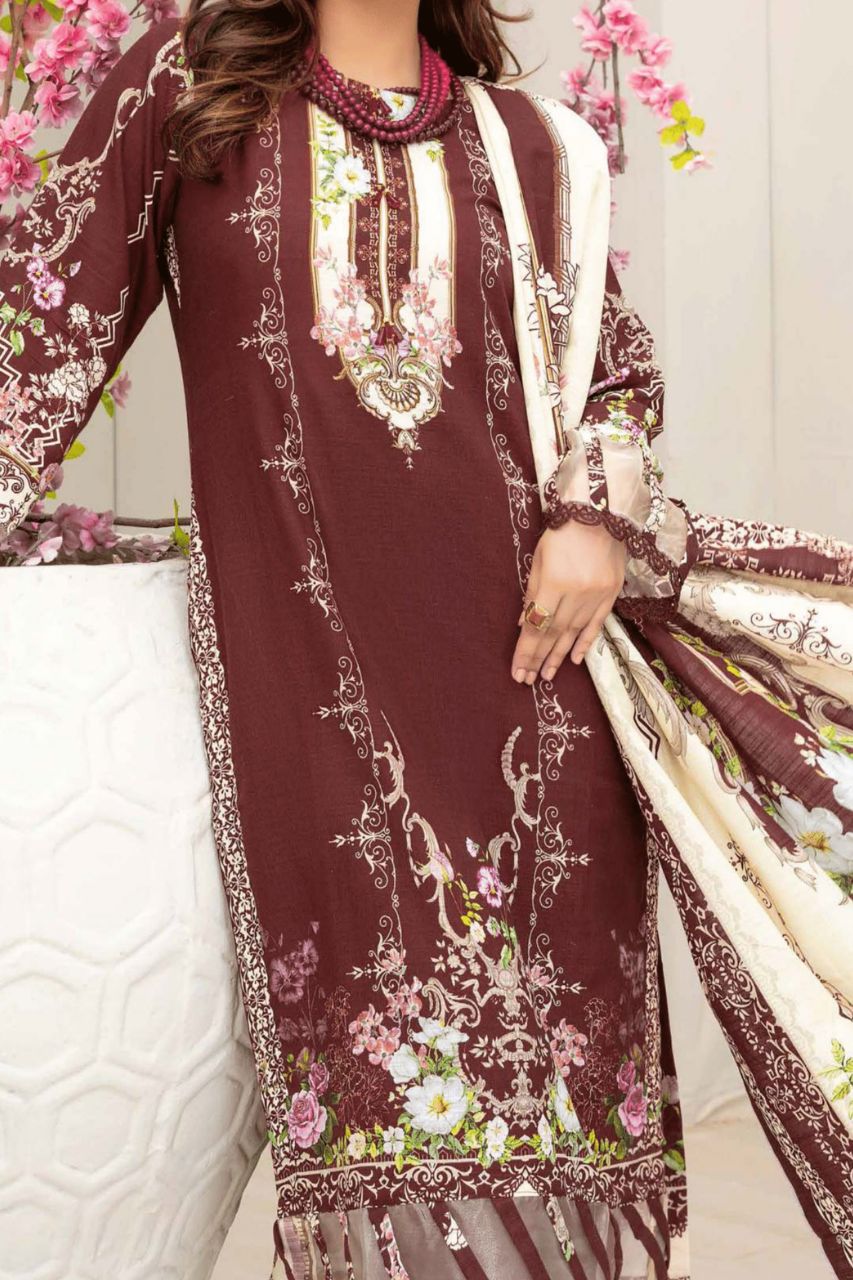 Dahlia By Anaya Printed Slub khaddar-3PC