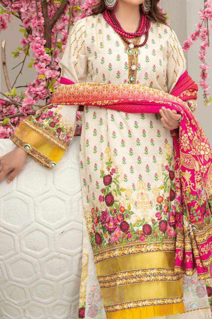 Dahlia By Anaya Printed Slub khaddar-3PC
