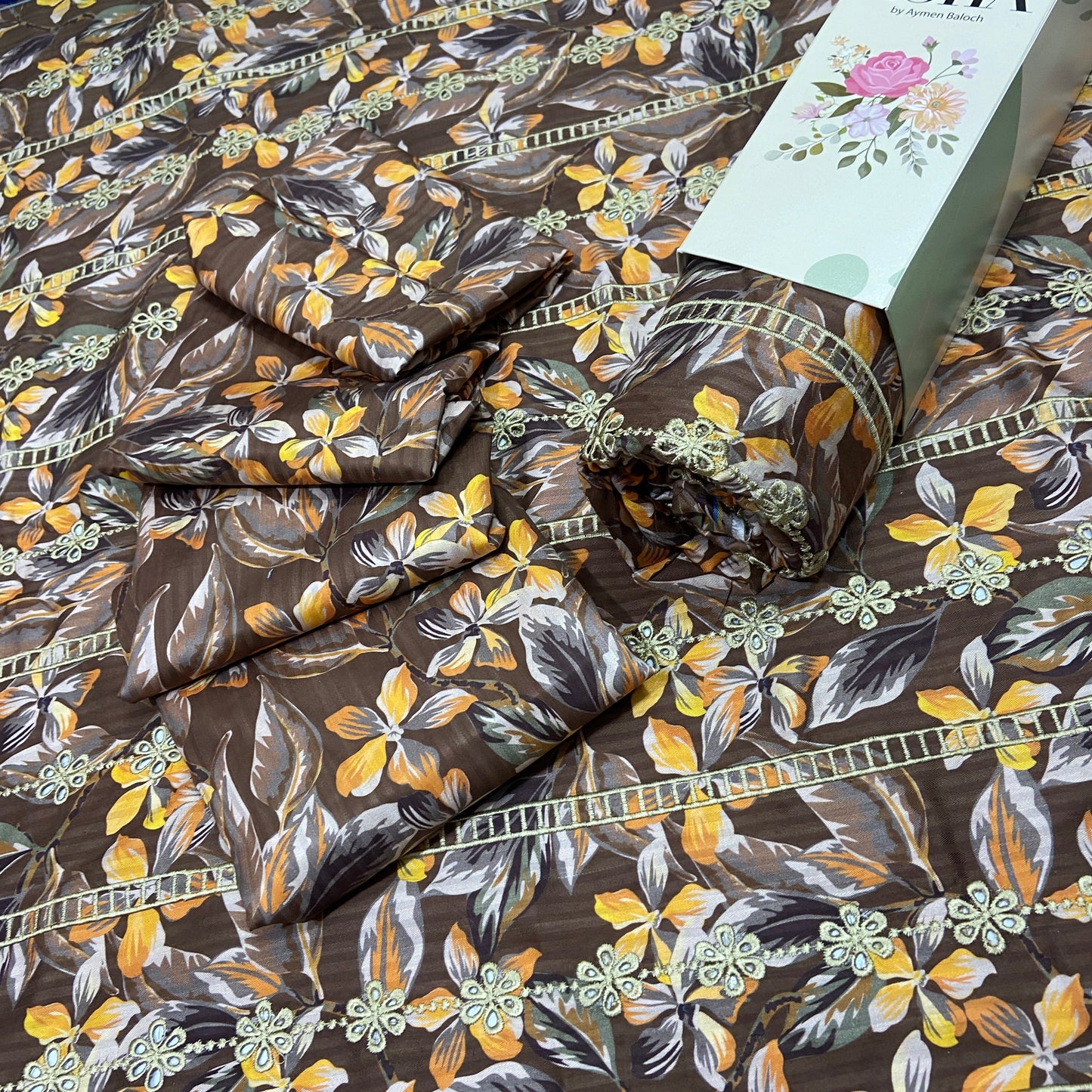Anaya Noor Stripe Marina 2-Pcs Emb & Chikenkari