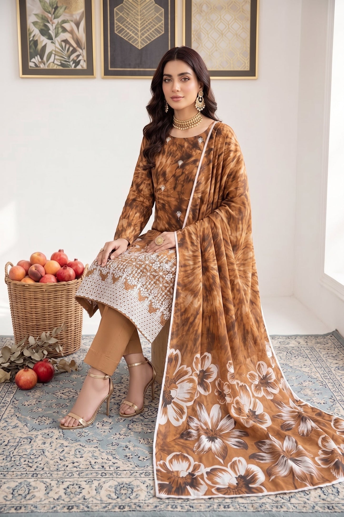 Print Kari By Anaya Noor Heavy Emb Banadora Lawn 3PC