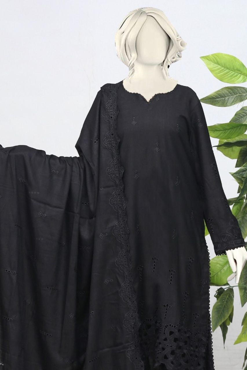 Andaz Aplic Embroidered Slub Marina-3PC