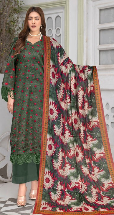Anaya Print Emb Lawn-3PC