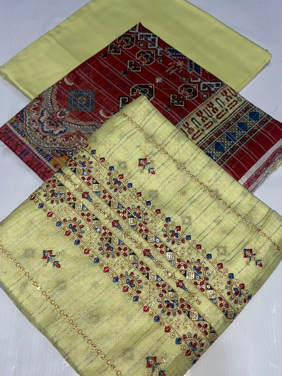 Digital Print With Heavy Emb Lawn-3PC