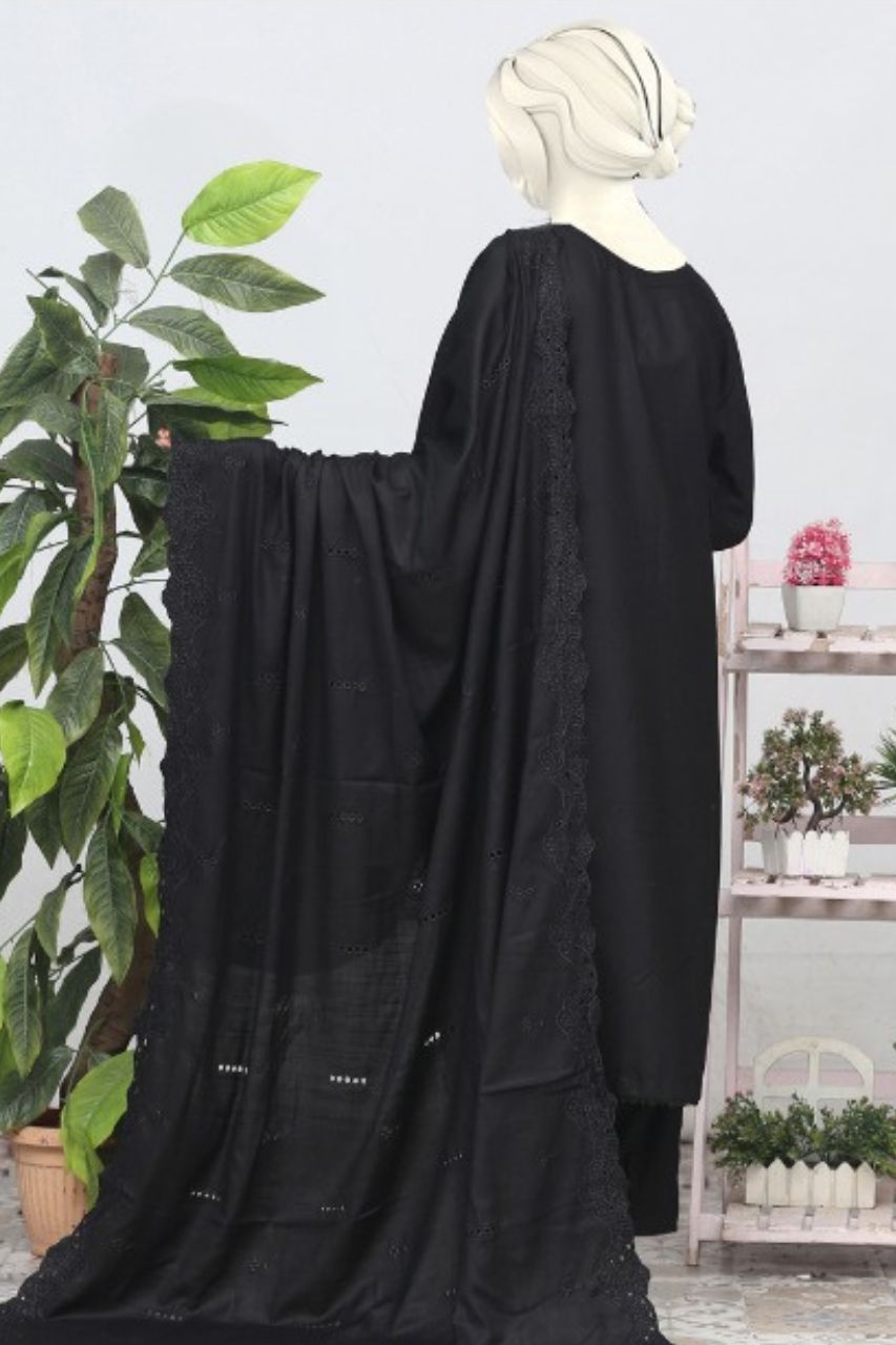Andaz Aplic Embroidered Slub Marina-3PC