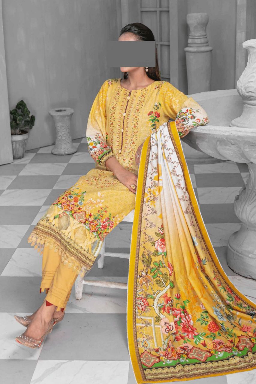 Denara By Anaya Embroidered Slub khaddar-3PC
