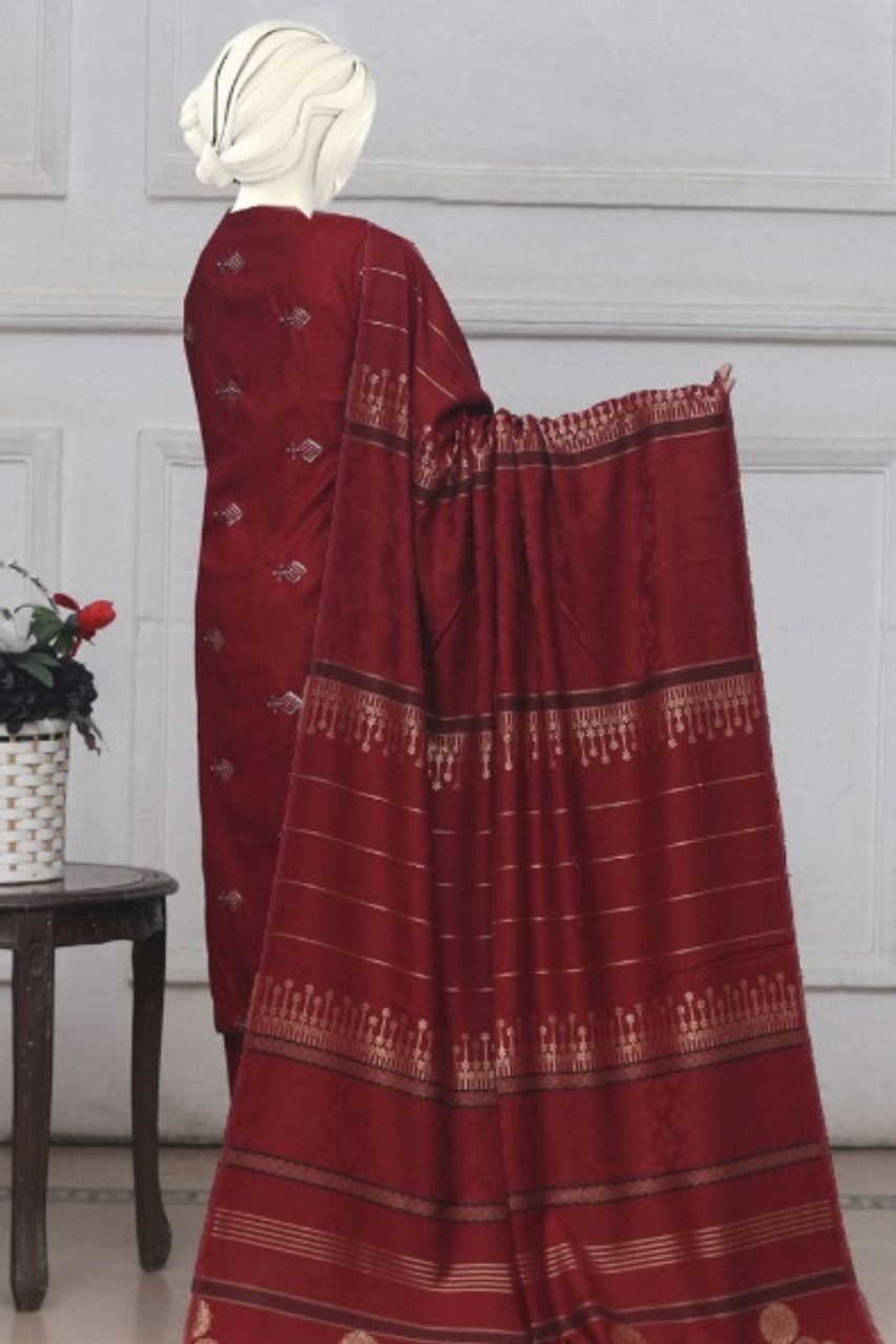 Mehr-U-Nisa Embroidered Slub Dhanak-3PC