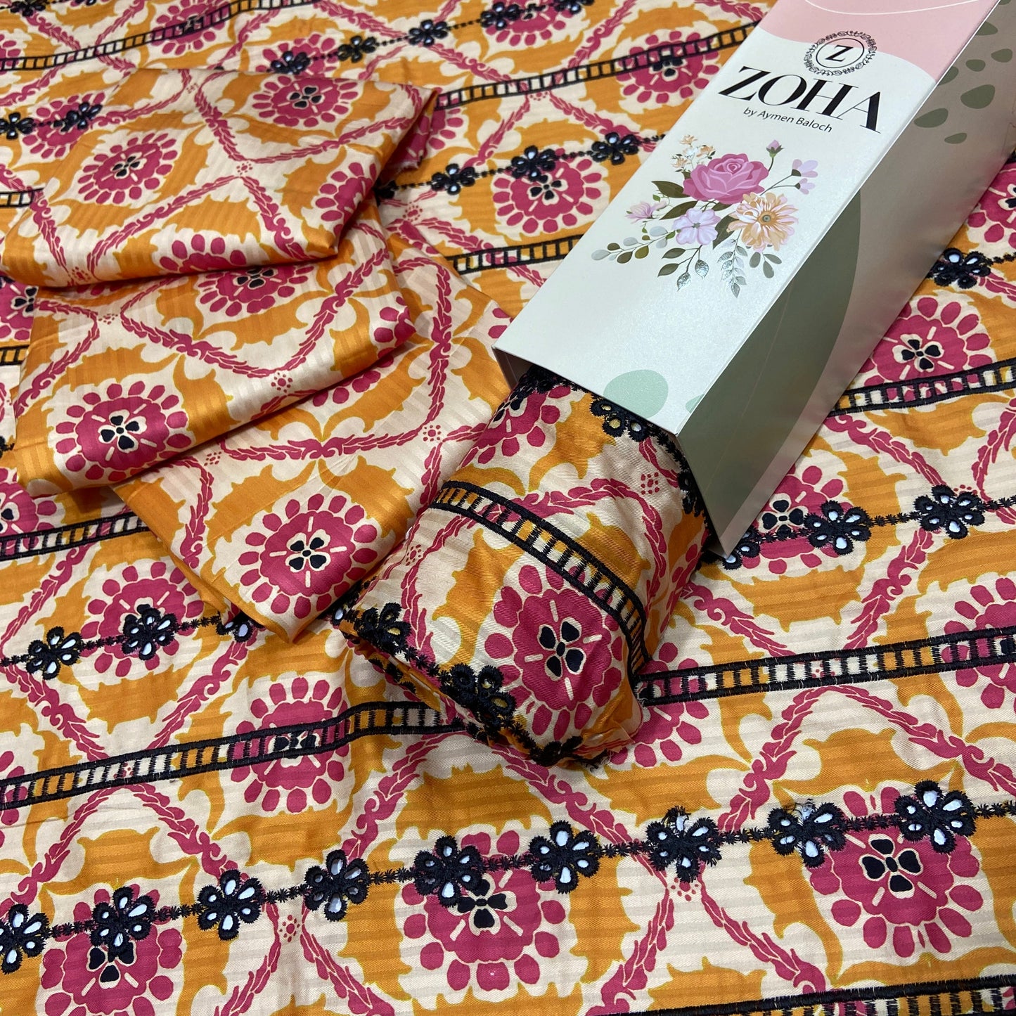 Anaya Noor Stripe Marina 2-Pcs Emb & Chikenkari