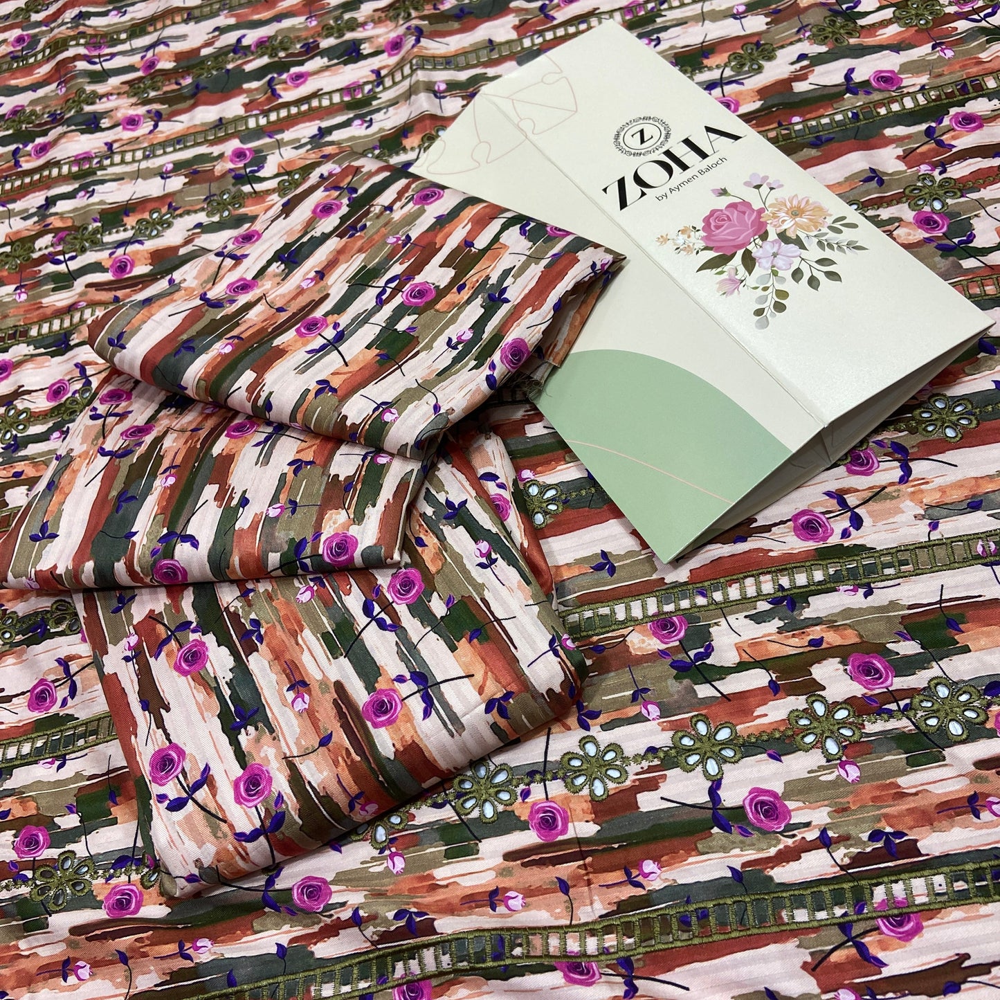Anaya Noor Stripe Marina 2-Pcs Emb & Chikenkari