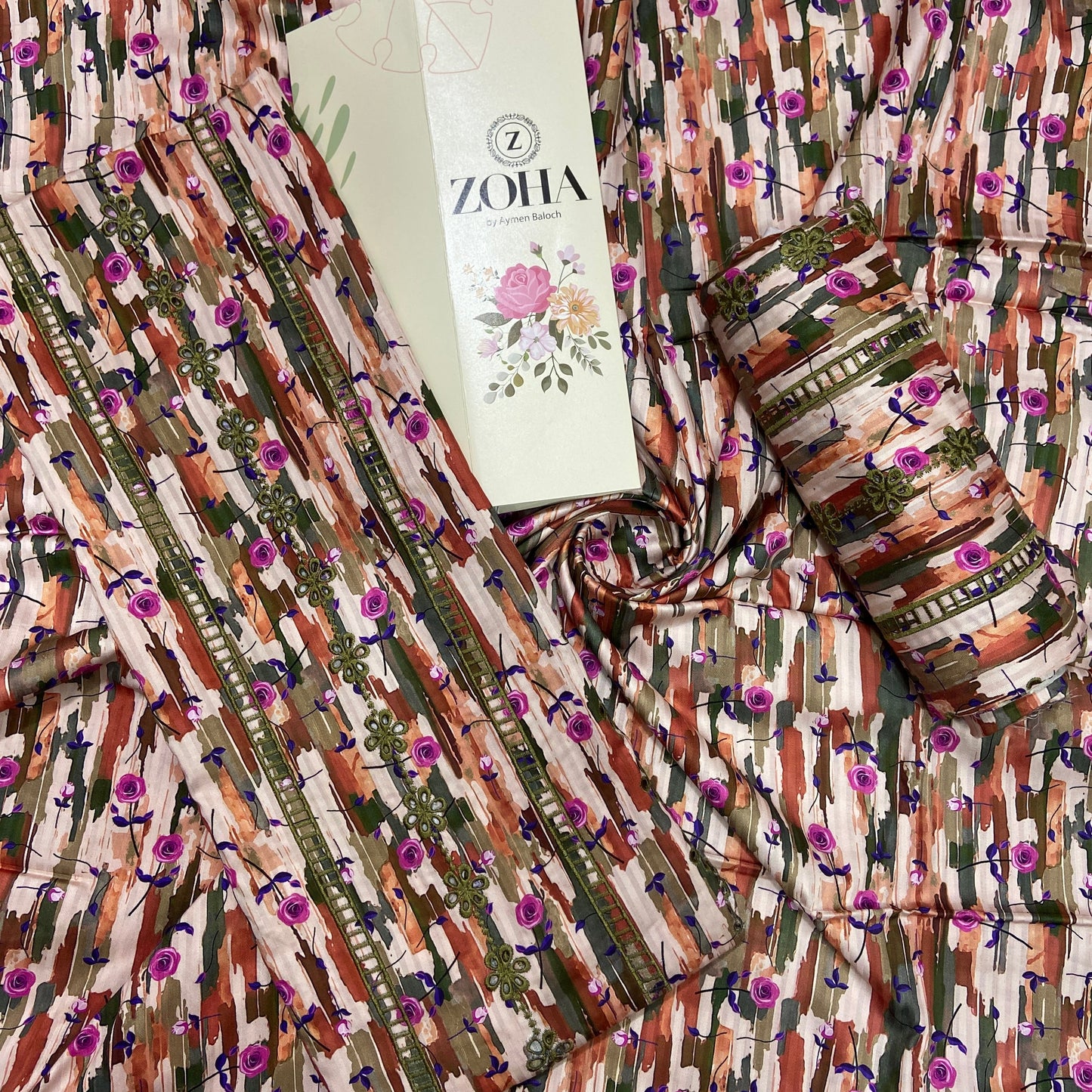 Anaya Noor Stripe Marina 2-Pcs Emb & Chikenkari