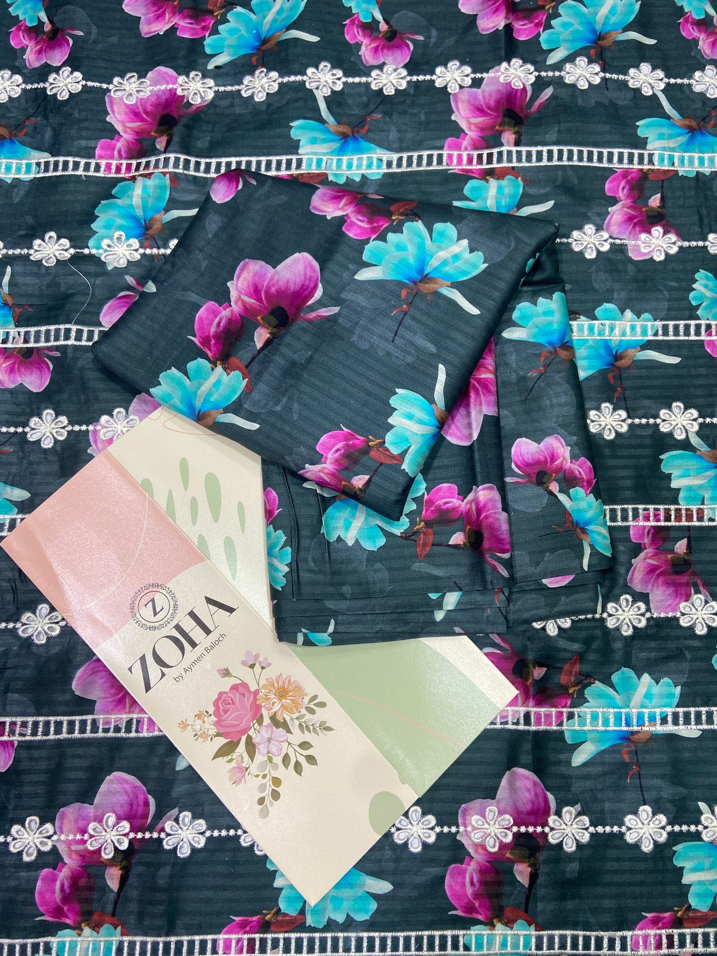 Anaya Noor Stripe Marina 2-Pcs Emb & Chikenkari