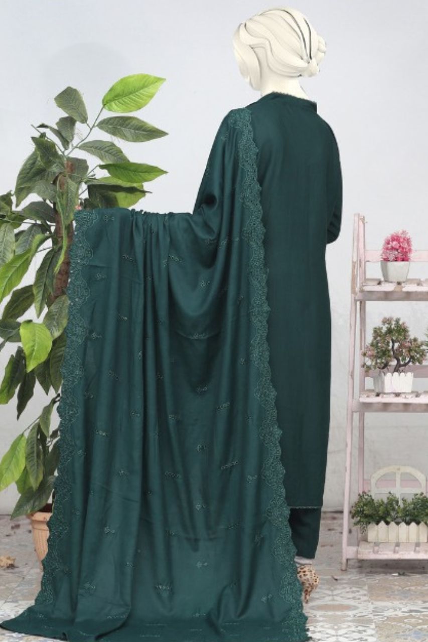 Andaz Aplic Embroidered Slub Marina-3PC