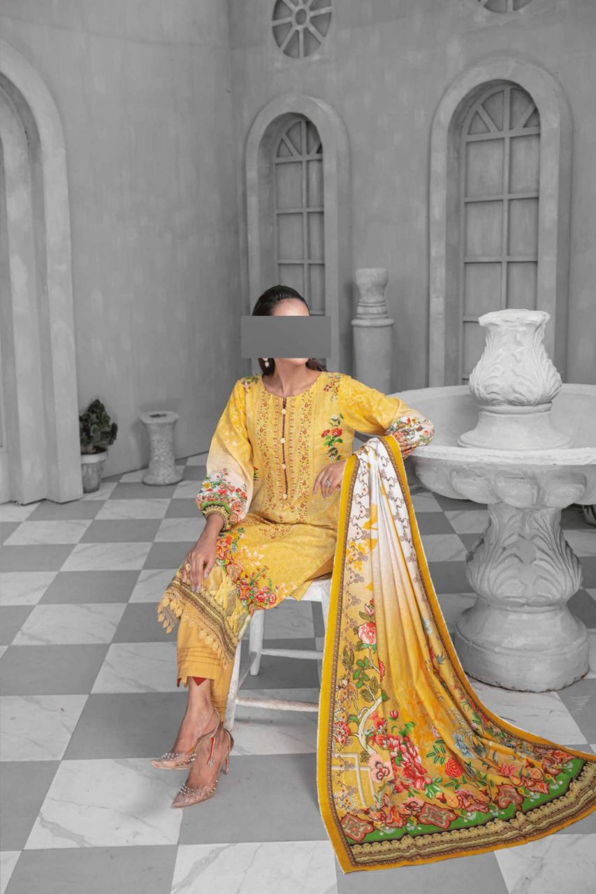 Denara By Anaya Embroidered Slub khaddar-3PC