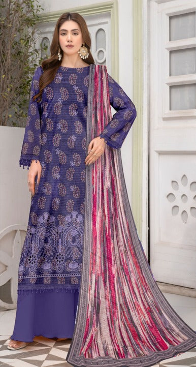 Anaya Print Emb Lawn-3PC
