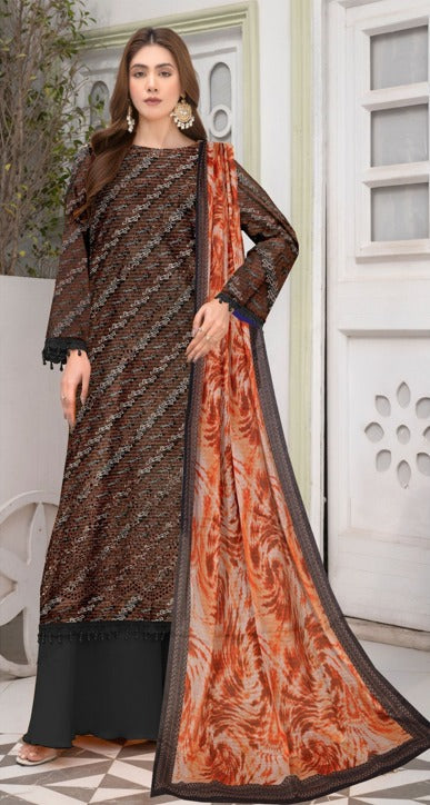 Anaya Print Emb Lawn-3PC
