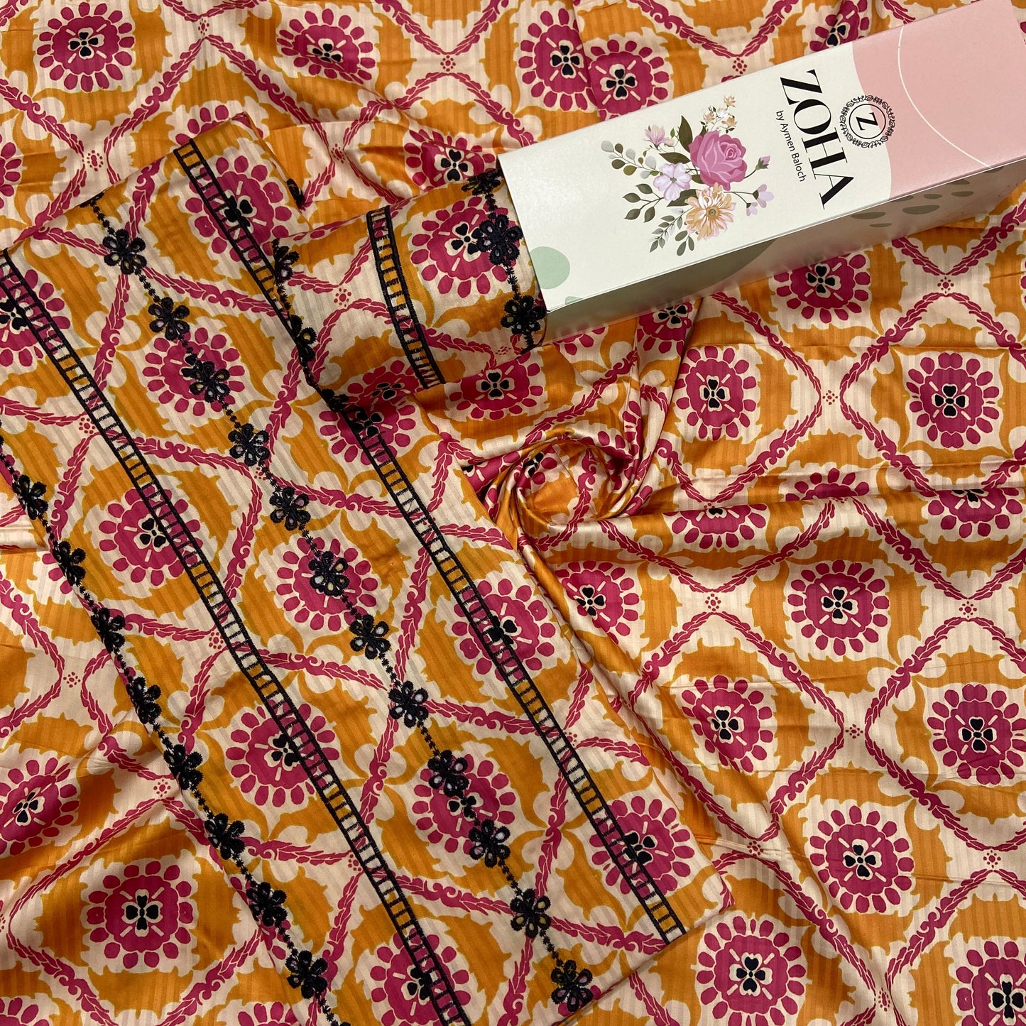 Anaya Noor Stripe Marina 2-Pcs Emb & Chikenkari