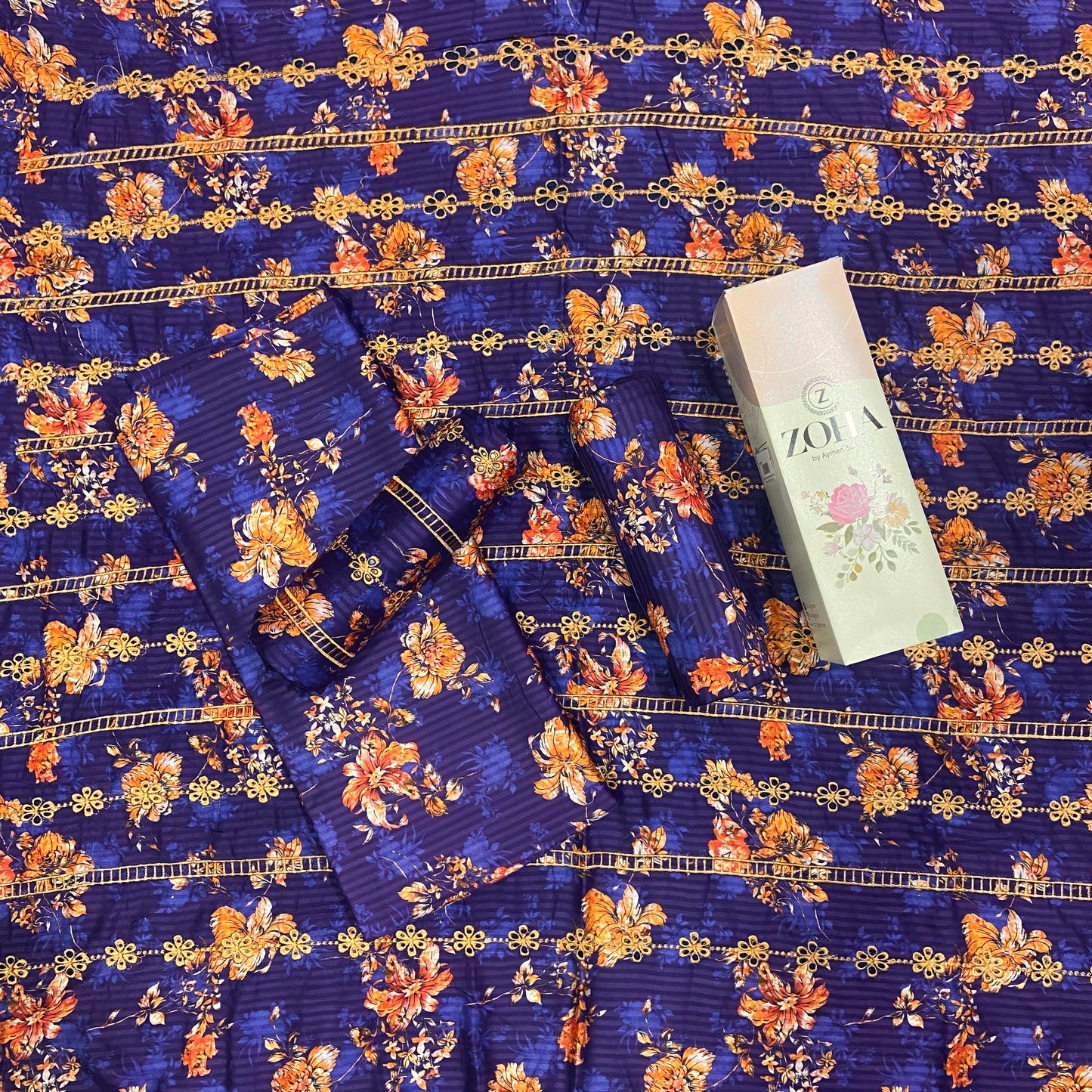Anaya Noor Stripe Marina Emb Chikenkari Shirt & Trouser-2PC