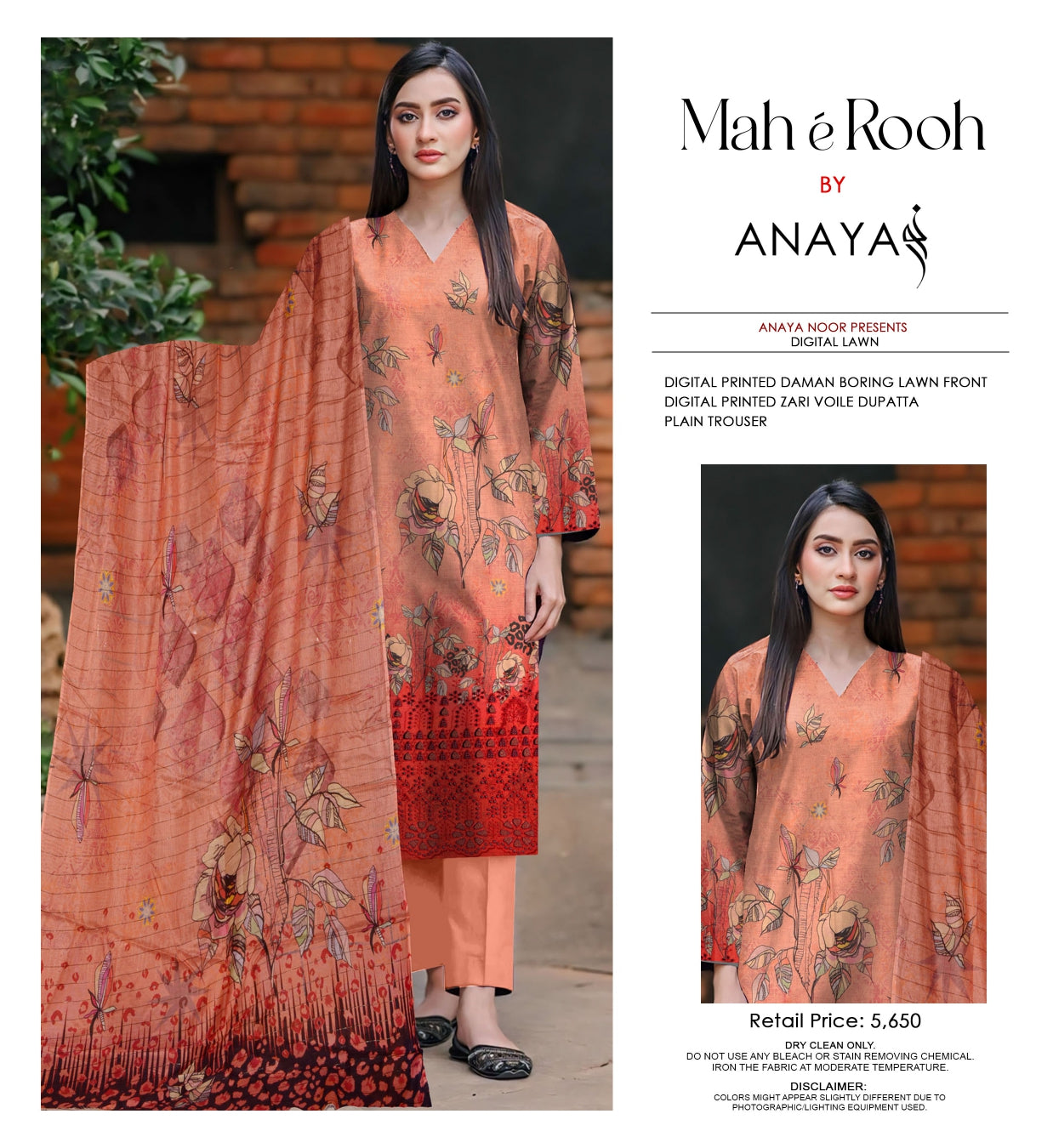 MaheRooh Emb Lawn-3PC