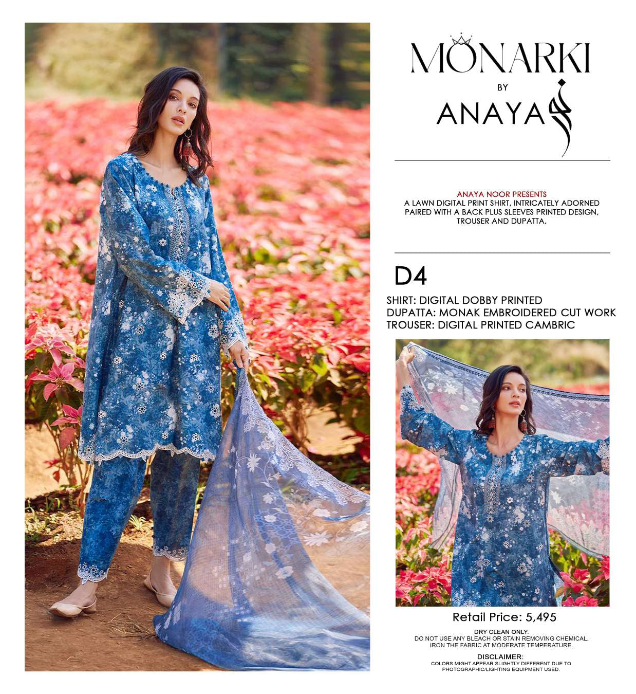 Monarki Print Emb Lawn-3PC