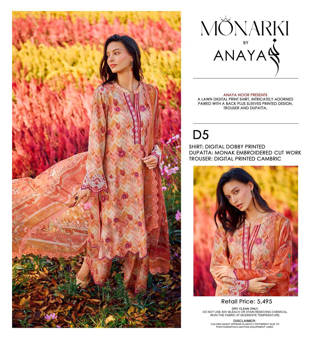Monarki Print Emb Lawn-3PC