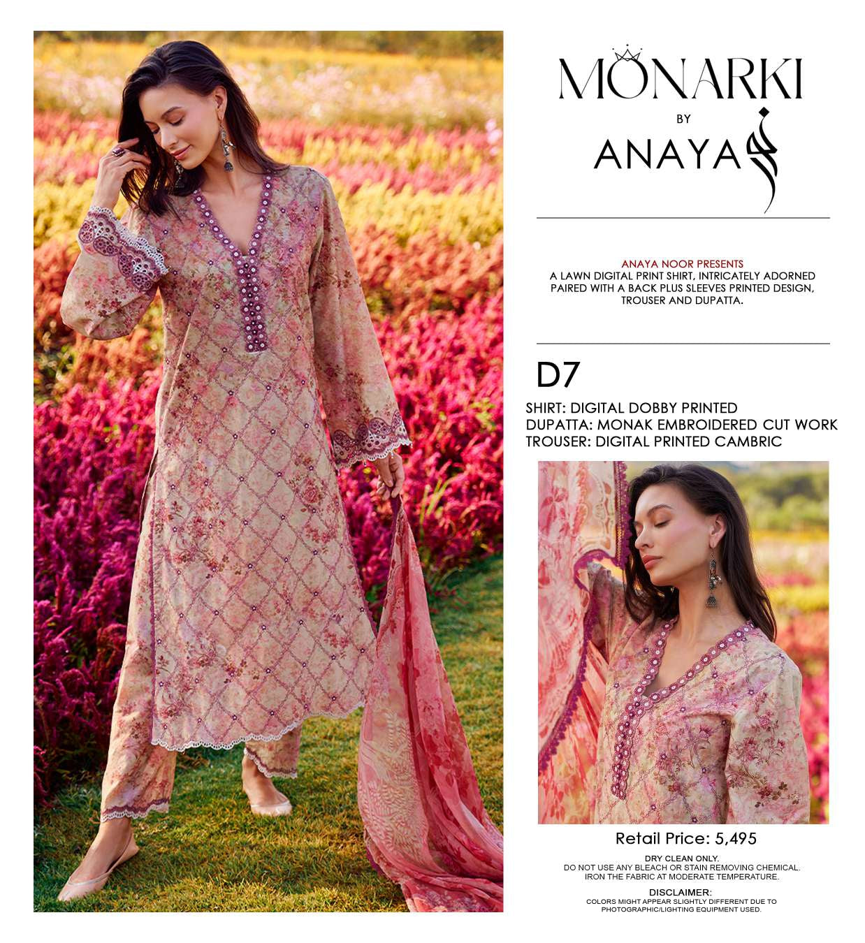 Monarki Print Emb Lawn-3PC