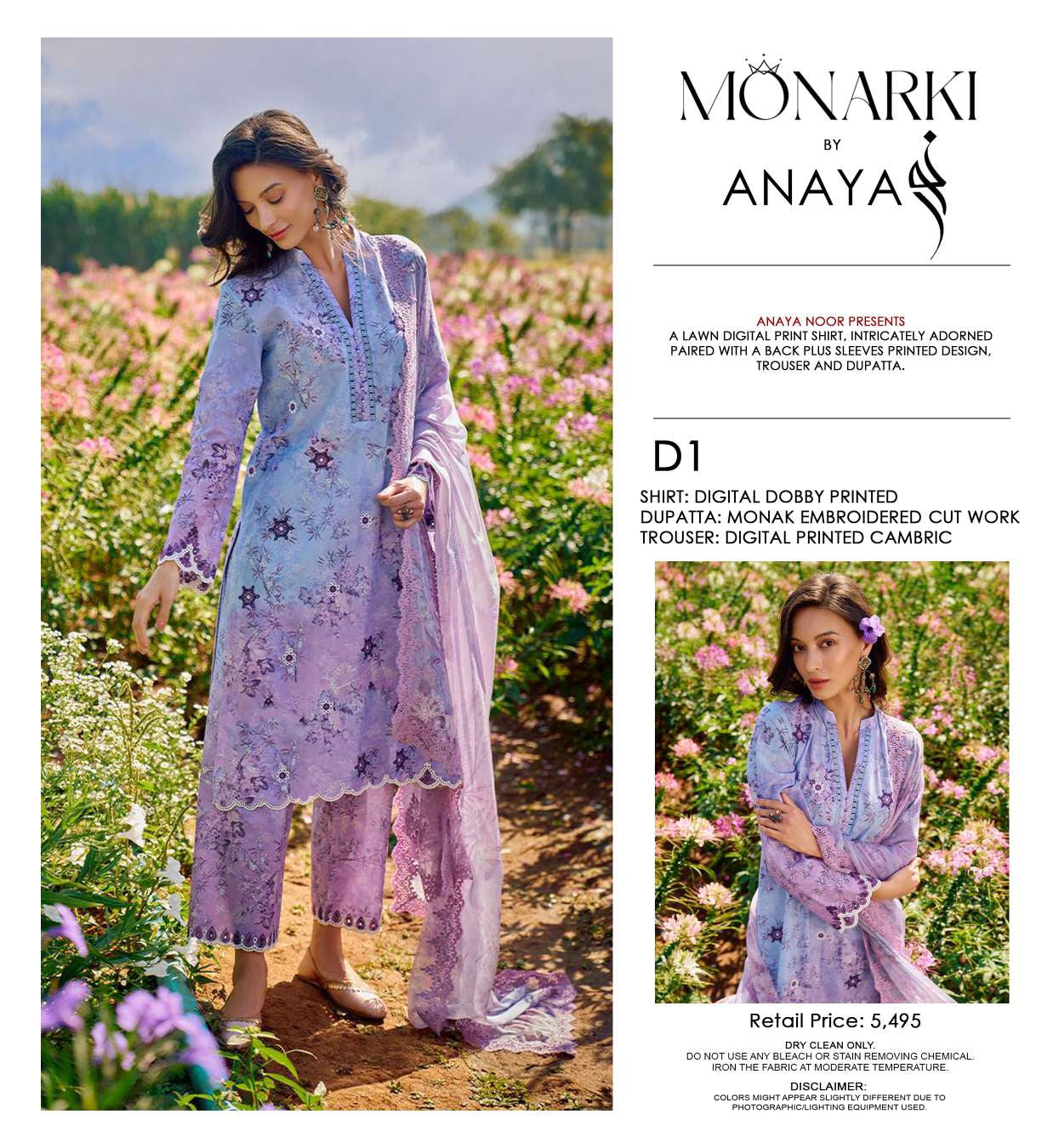 Monarki Print Emb Lawn-3PC